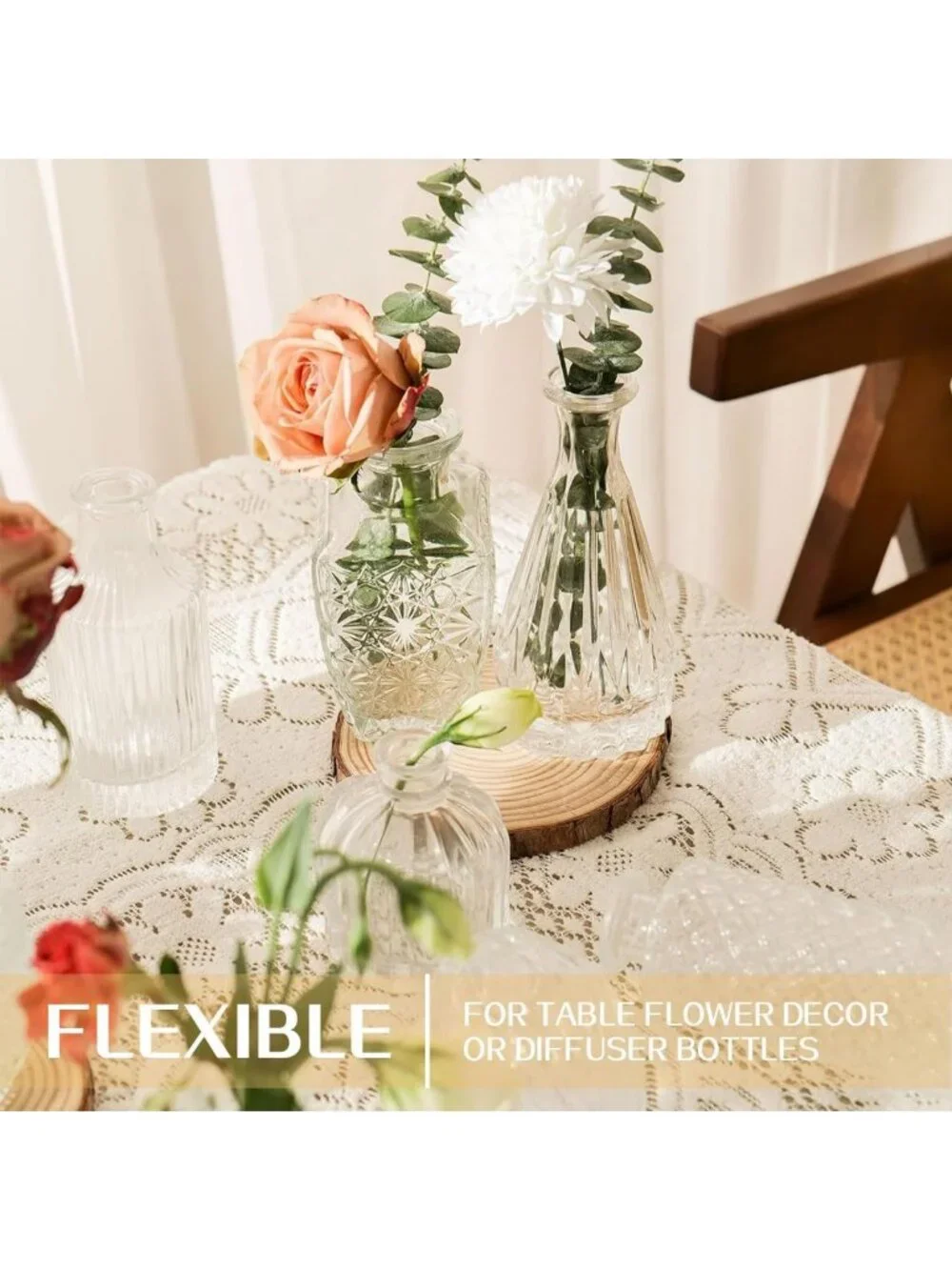 32PCS Mini Clear Bud Vases Set for Wedding Centerpieces, Floral Decor, Party
